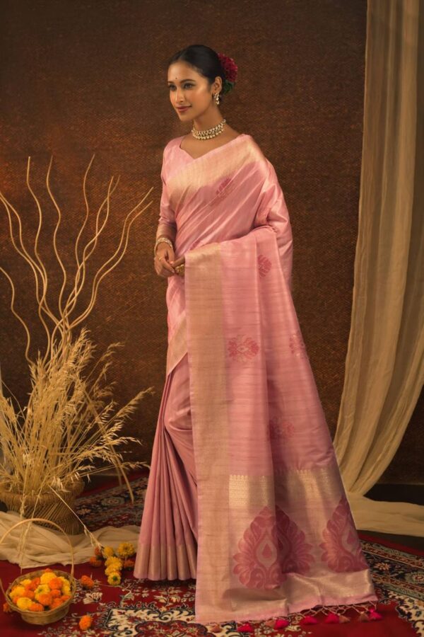 Stylish Banarasi Designer Silk Pink Saree