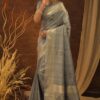 Bollywood Wedding Silk Grey Saree