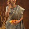 Bollywood Wedding Silk Grey Saree