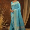 Fancy Border Silk Sky Blue Saree