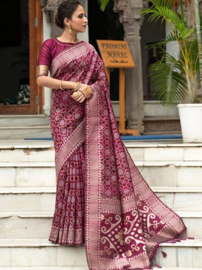 Traditional Wedding Silk Purple Saree