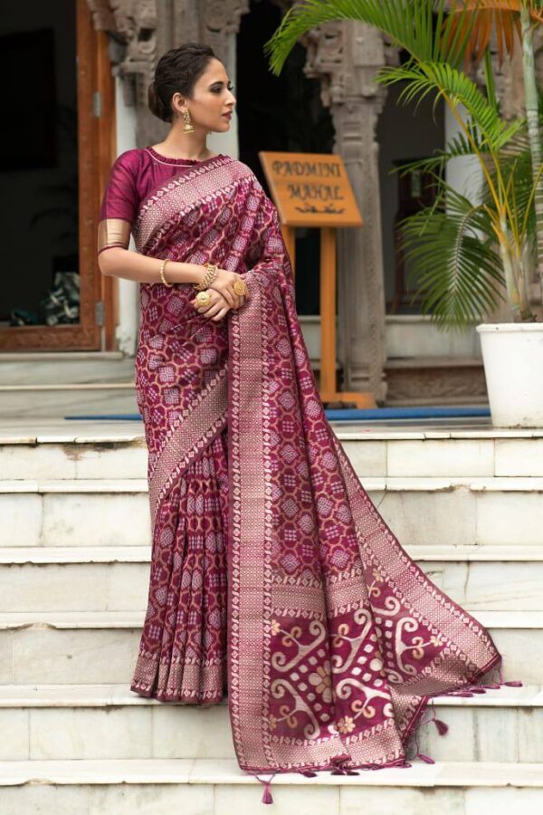 Traditional Wedding Silk Purple Saree