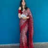 Fancy Party wear Sequence Red Saree