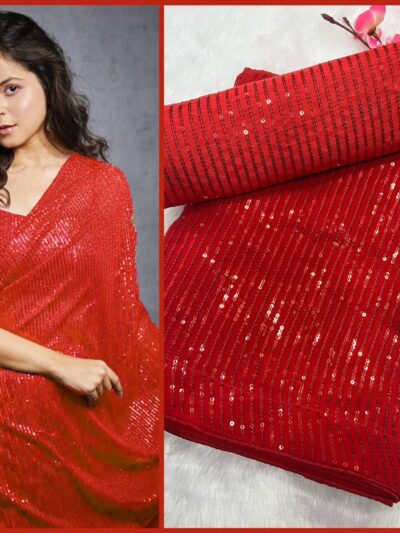 Wedding Stylish Sequence Red Saree