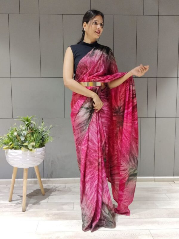 Pink Ready Made Saree