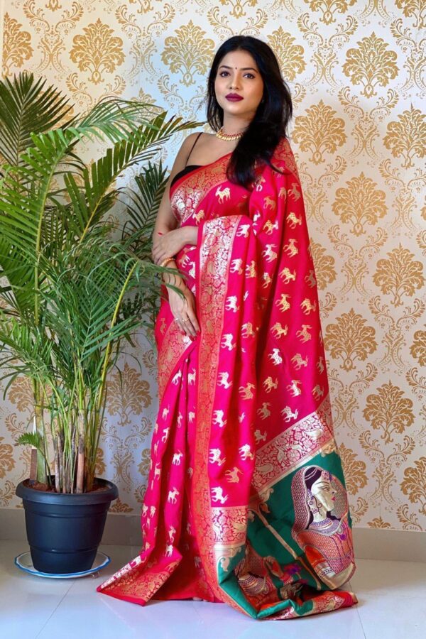 pink formal saree