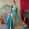 Silk Sky Blue Saree in Patola Design