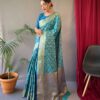 Silk Sky Blue Saree in Patola Design