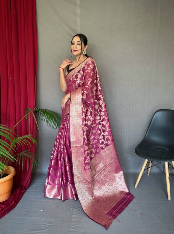 Floral Wedding Silk Purple Saree