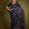 Bollywood Blue Saree with Lace Border