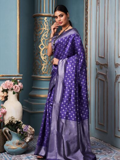 Silk Blue Saree For Traditional wear