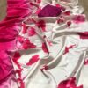 Silk Printed Design White Pink Saree