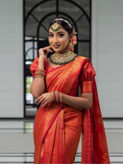 Traditional Wedding Silk Red Saree