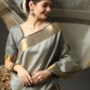 Formal Cotton Wedding Silk Grey Saree