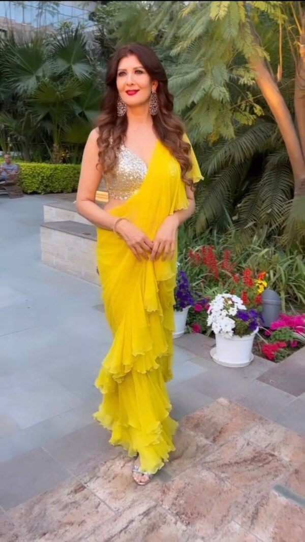 Stylish Party Ready to wear Yellow Saree