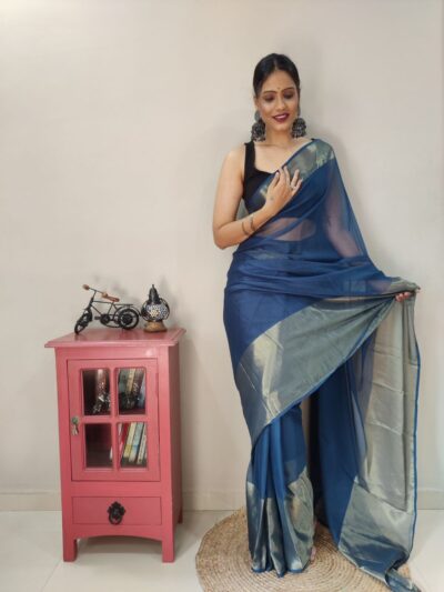 Ready to wear Blue Saree For Party