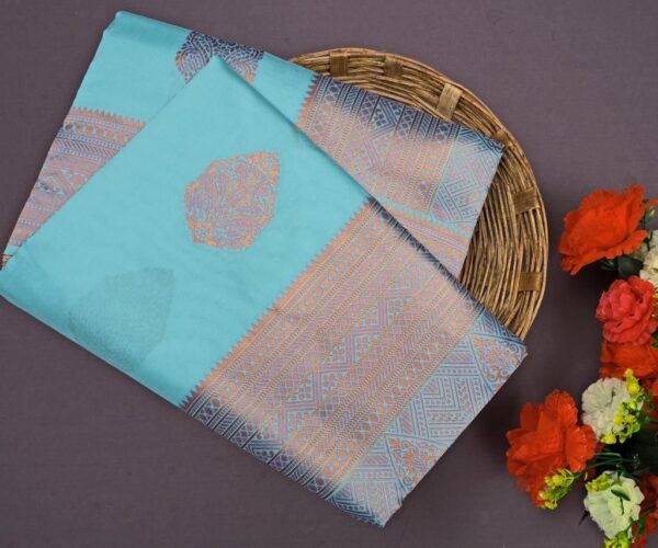 Butti Design Silk Sky Blue Saree