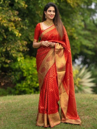 Stylish Wedding Silk Red Saree