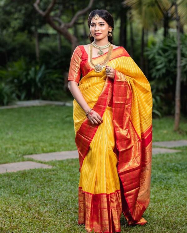 Banarasi Wedding Silk Yellow Saree