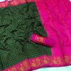 Banarasi Green Saree with Pink Border
