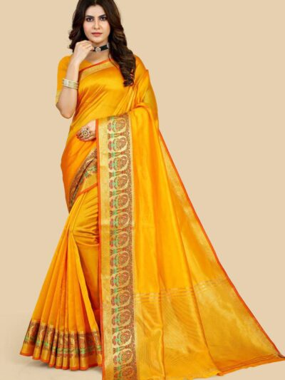 Wedding Function Silk Yellow Saree