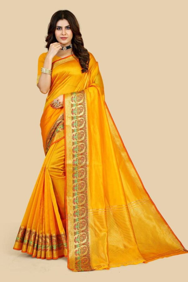 Wedding Function Silk Yellow Saree