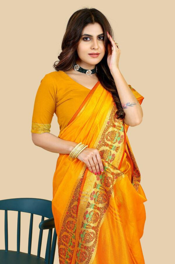 Wedding Haldi Function Silk Yellow Saree