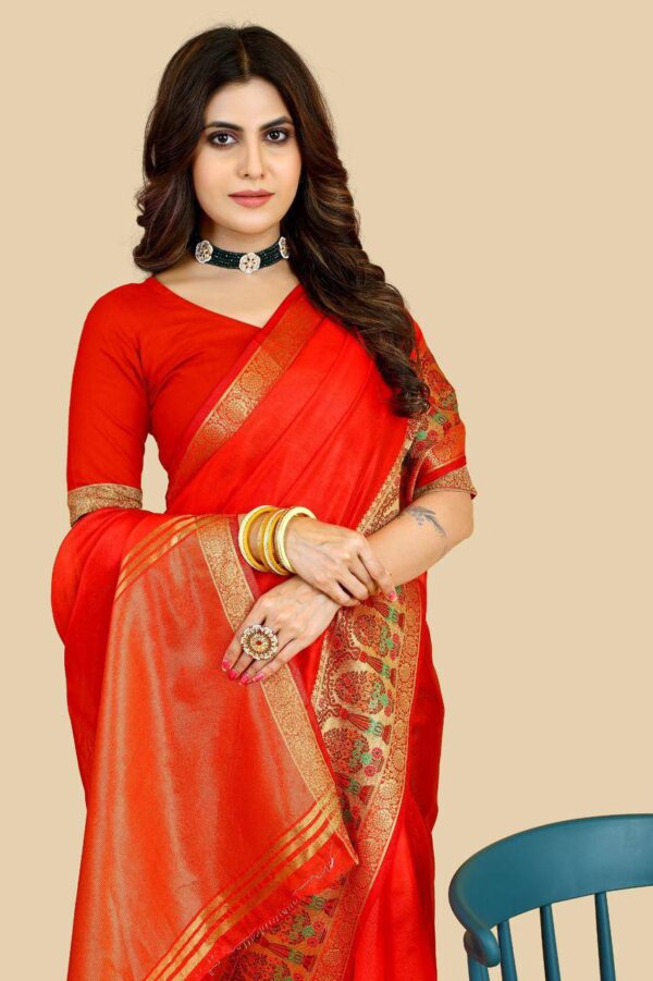 Wedding Party Function Silk Red Saree