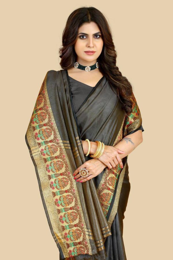 Fancy Border Party wear Silk Black Saree