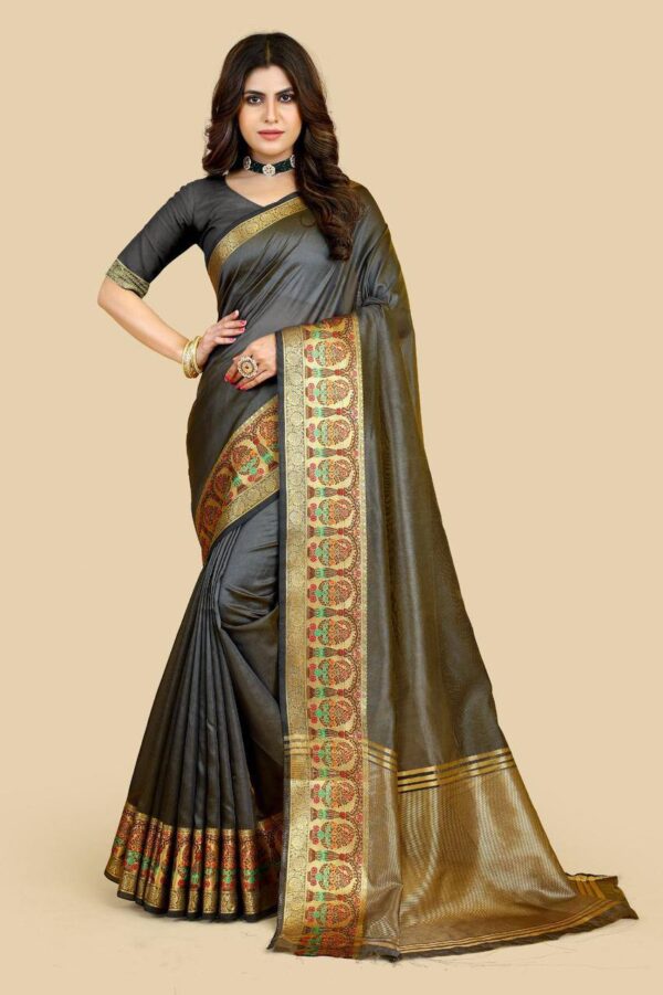 Fancy Border Party wear Silk Black Saree
