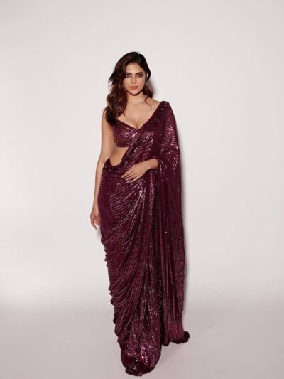 Bollywood Sequence work Purple Saree