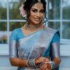 Stylish Silk Sky Blue Saree For Festival
