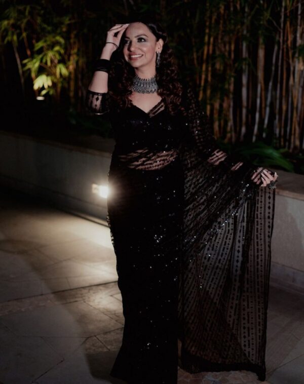 Online Black Fancy Sequence Saree