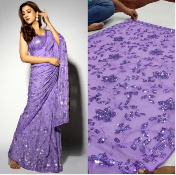 Online Lavender Bollywood Sequence Saree