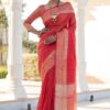 Formal Stylish Silk Red Saree