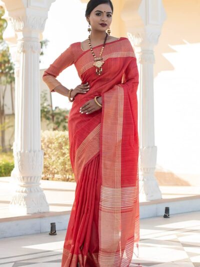 Formal Stylish Silk Red Saree