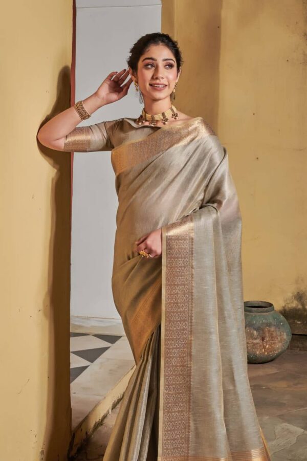 Grey Saree for Wedding Party Wear