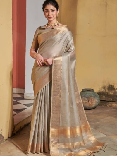 Grey Saree for Wedding Party Wear