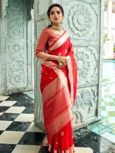 Banarasi Fancy Wedding Silk Red Saree