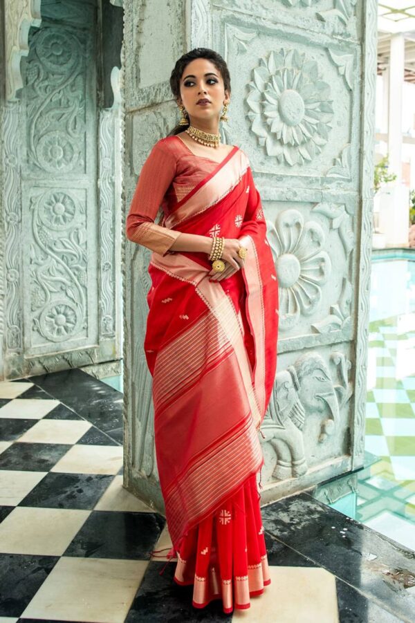 Banarasi Fancy Wedding Silk Red Saree