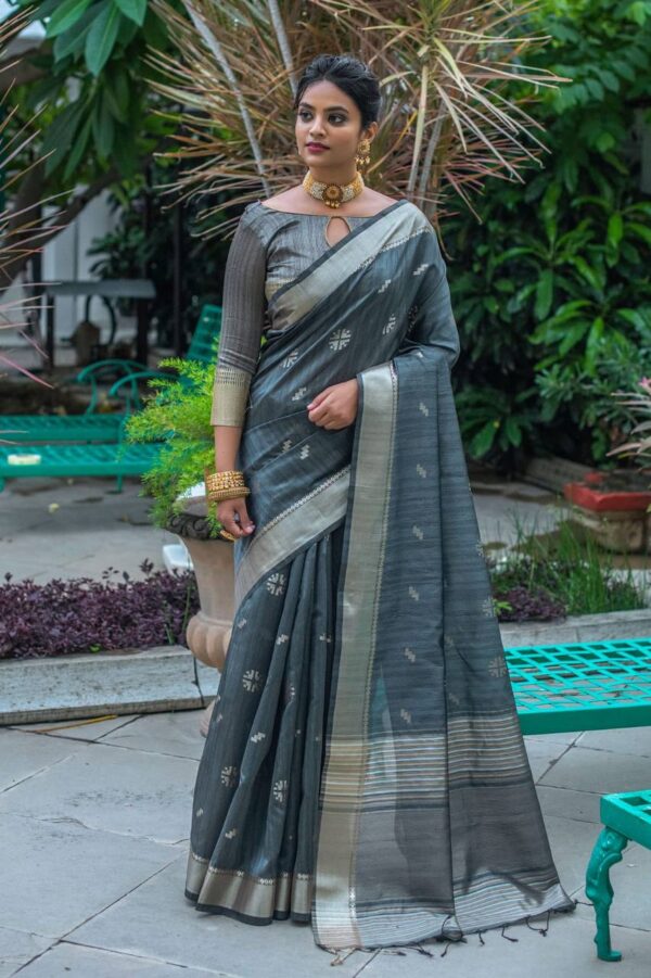 Grey Saree For Wedding Party Function