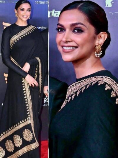 Bollywood Embroidery Work Black Saree