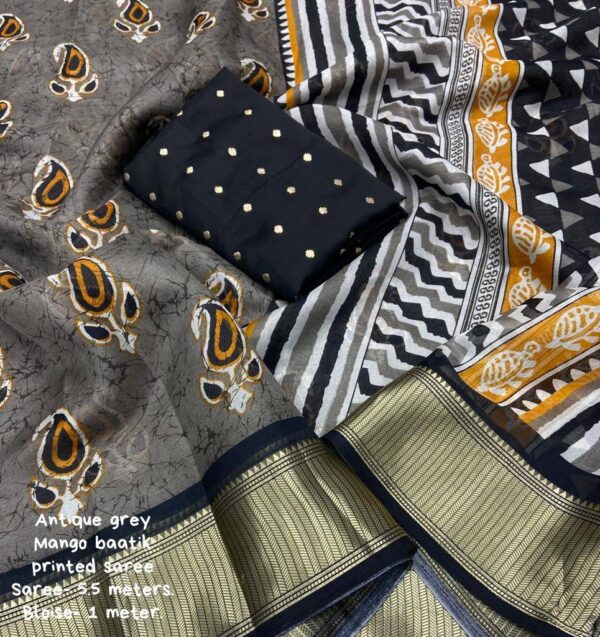 Fancy Designer Printed Silk Grey Saree