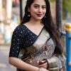 Fancy Designer Printed Silk Grey Saree