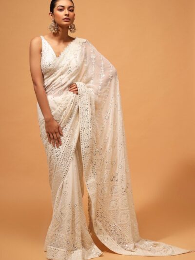 Wedding Sequence work White Saree