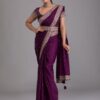Wedding Purple Saree with Lace Border