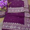 Wedding Purple Saree with Lace Border