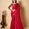 Latest Fashion Sequence Work Red Saree