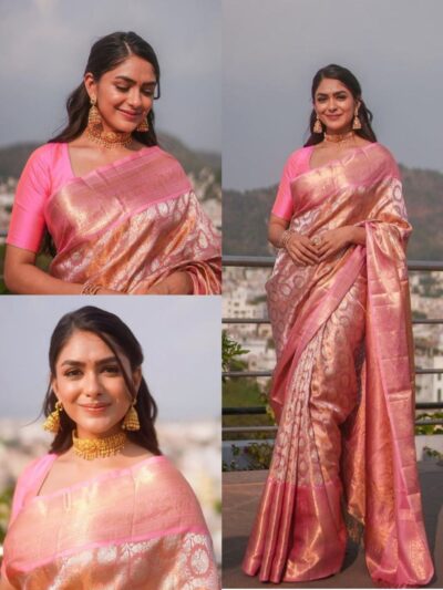 Banarasi Stylish Wedding Silk Pink Saree
