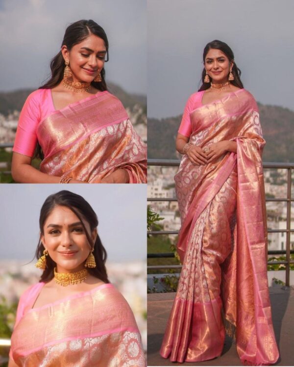Banarasi Stylish Wedding Silk Pink Saree